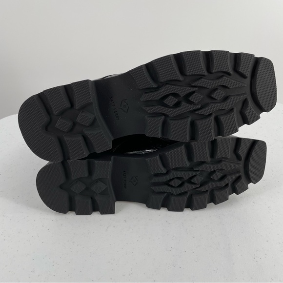 NIB Katy Perry The Daarling Combat Shiny Black Lug Sole Zip Up Boots Women’s 9M - Picture 7 of 9